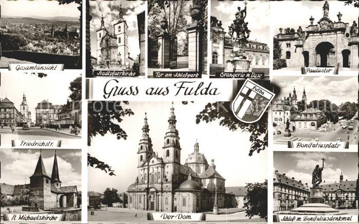 FULDA Hessen Friedrichstrasse Kirche Schloss Park Orangerie Tor Bonifatiusplatz