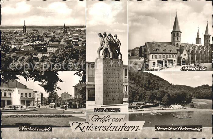 Kaiserslautern Gesamtansicht 23er Denkmal Stiftskirche Strandbad Gelterswoog Fac