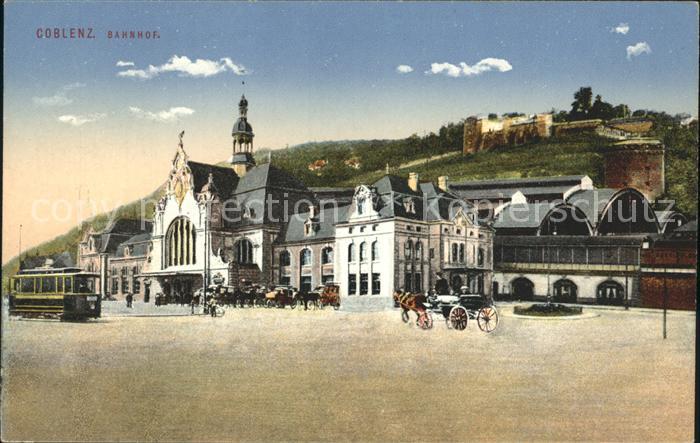 Koblenz Rhein Bahnhof Strassenbahn Pferdedroschke