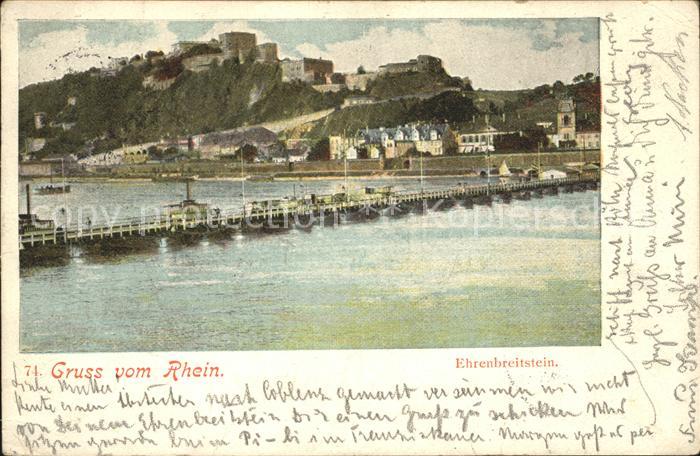 Koblenz Rhein Schiffsbruecke Festung Ehrenbreitstein