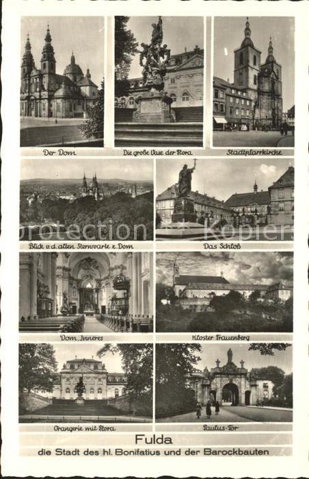 FULDA Hessen Barockbauten der Stadt hl. Bonifatius Denkmal Schloss Statue