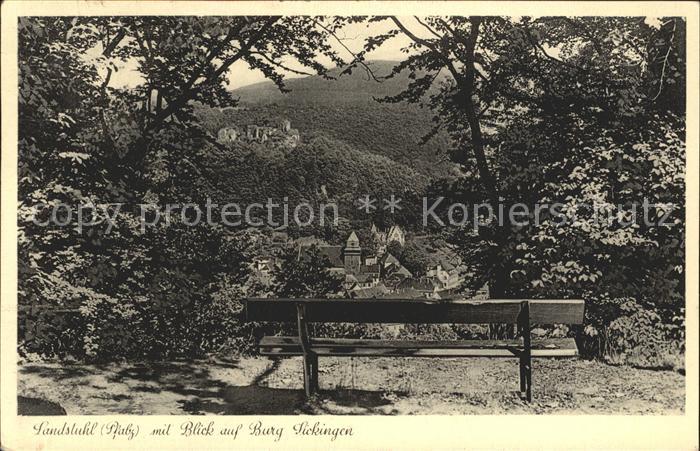 Landstuhl Ruhebank Blick auf Burg Sickingen