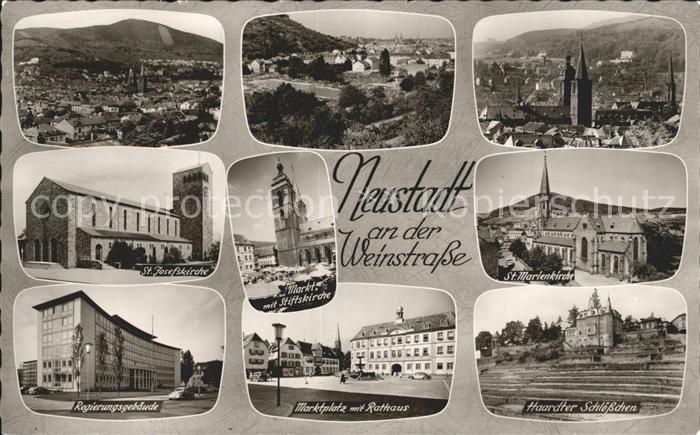 Neustadt Weinstrasse Gesamtansicht Kirche Regierungsgebaeude Markt Platz Haardte