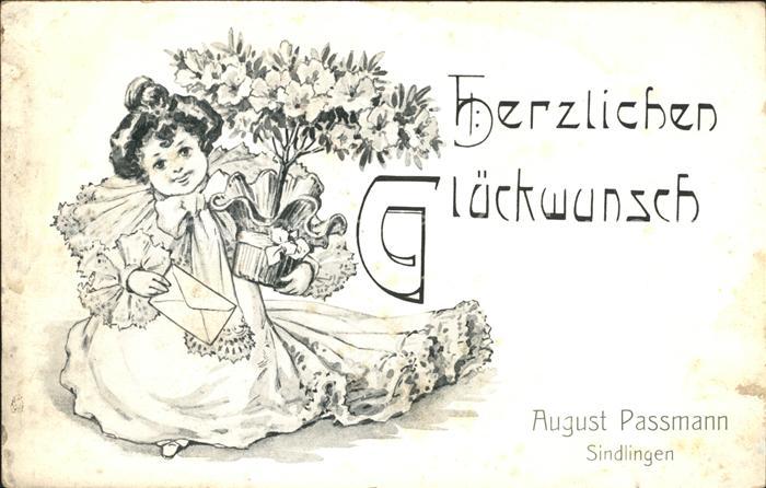 Sindlingen Maedchen Glueckwunschkarte Kuenstlerkarte