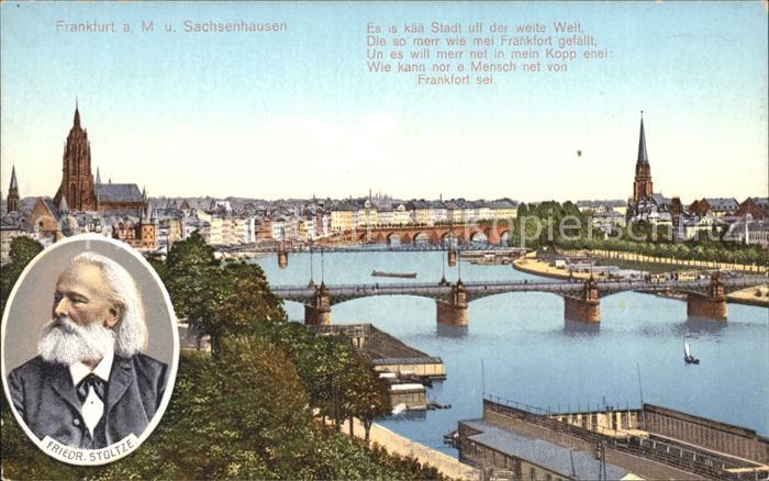 Sachsenhausen Frankfurt Main Bruecke Kirche Gedicht Friedrich Stoltze Portrait D