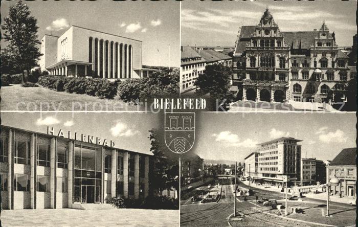 BIELEFELD CITY Gebaeude Altes Rathaus Hallenbad Strassenpartie Wappen