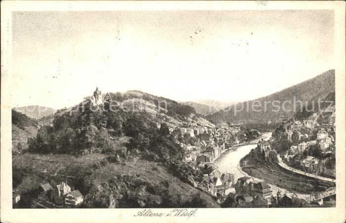 Altena Lenne Panorama Burg Bahnpost