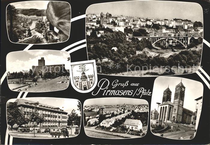 Pirmasens Teilansichten Kirche Hindenburgbruecke Wappen Bromsilber
