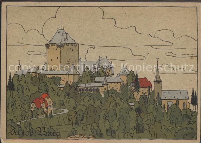 Burg Wupper Schloss Burg Kuenstlerkarte