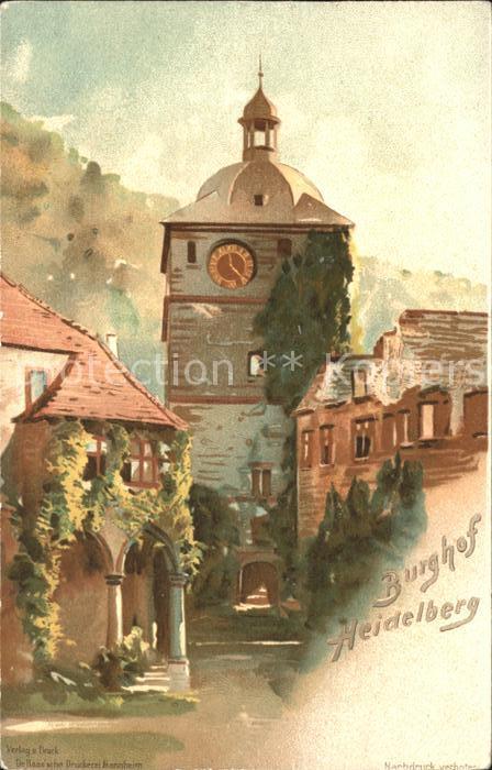 Heidelberg Neckar Burghof Kuenstlerkarte