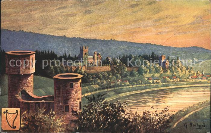 Neckarsteinach Burg Schadeck Kuenstlerkarte