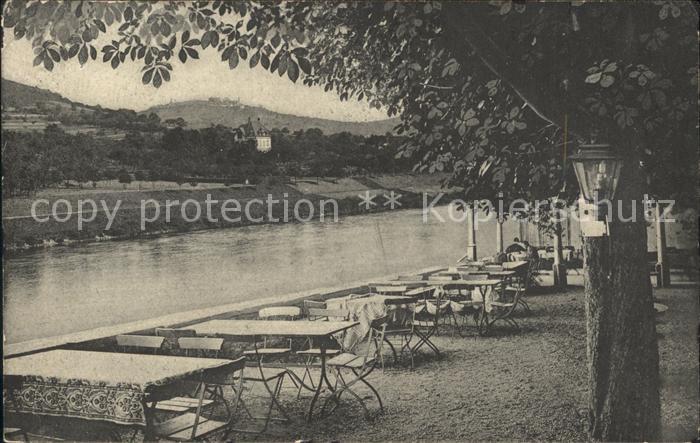 Neckargemuend Dilsberg vom Garten des Hotels Pension zur Pfalz