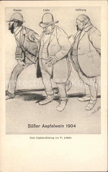 Eschersheim Wirtschaft zum Bahnhof Kuenstlerkarte Komik