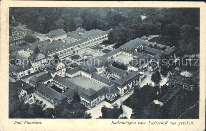 Bad Nauheim Fliegeraufnahme Badeanlagen vom Luftschiff aus gesehen