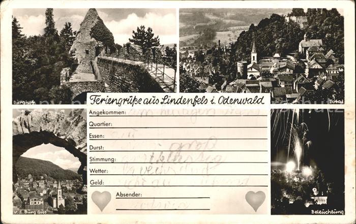 Lindenfels Odenwald Burghof Totalansicht Beleuchtung