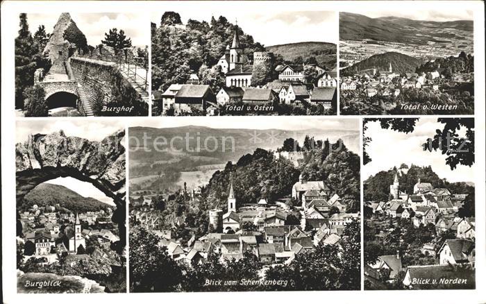 Lindenfels Odenwald Burghof Burgblick Total von Westen und Osten
