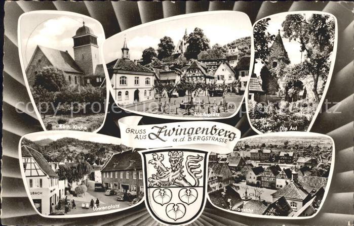 Zwingenberg Bergstrasse Katholische Kirche Loewenplatz Marktplatz