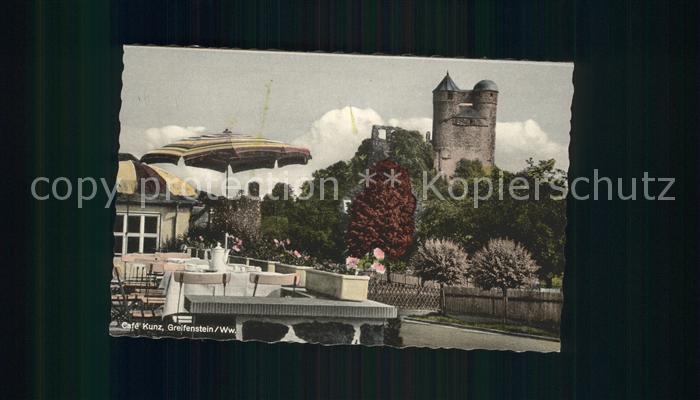 Greifenstein Hessen Cafe Kunz mit Burgblick