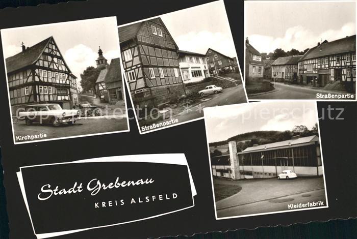 Grebenau Hessen Kirche Strassenpartie Kleiderfabrik