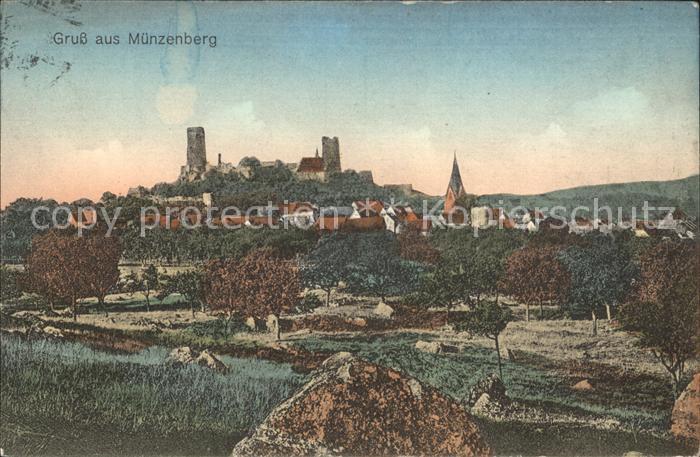 Muenzenberg Ortsansicht mit Schloss