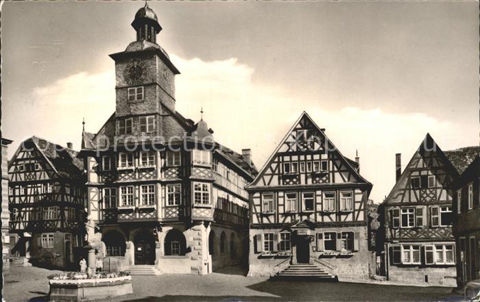 Heppenheim Bergstrasse Marktplatz mit Rathaus Brunnen