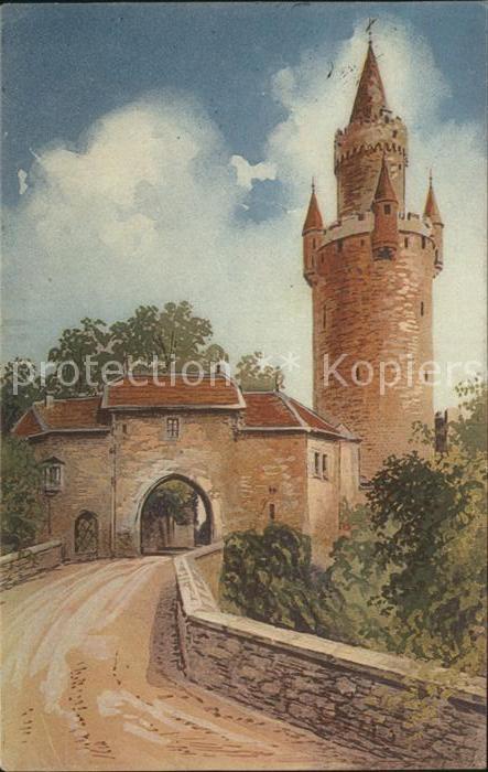 Friedberg Hessen Burg Hinterer Eingang Kuenstlerkarte