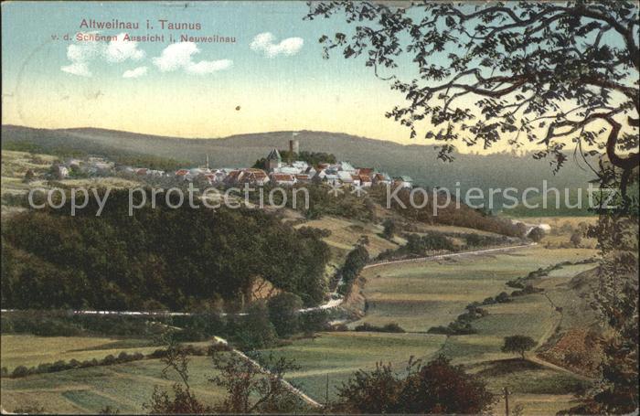 Altweilnau Blick von der Schoenen Aussicht Schloss