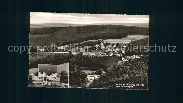 Treisberg Blick ueber das Weiltal Cafe Pension Sachs