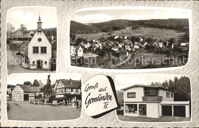 Gemuenden Taunus Panorama Kirche Dorfpartie Gemischtwaren Mieheim