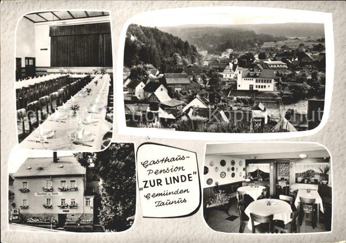 Gemuenden Taunus Ortsblick Gasthaus Pension Zur Linde Gaststube Speisesaal