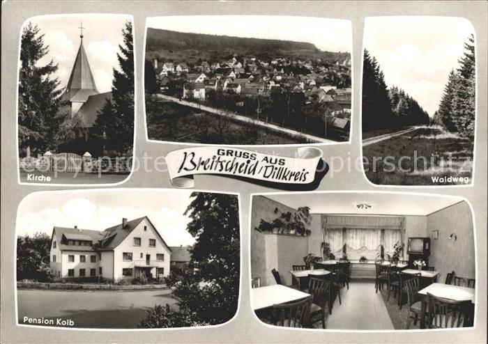 Breitscheid Hessen Kirche Waldweg Pension Kolb Gaststube