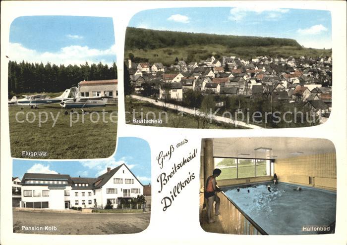 Breitscheid Hessen Flugplatz Ortsansicht Pension Kolb Hallenbad