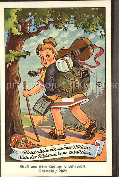 Gersfeld Rhoen Maedchen auf Wanderschaft Illustration