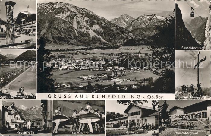 Ruhpolding Bayern Total Dorfbrunnen Schwimmbad Rauschbergbahn Hauptstr Trachtent