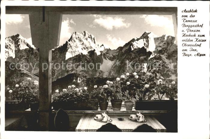 Oberaudorf Berggasthof Hocheck Terrasse mit Blick zum Wilden Kaiser