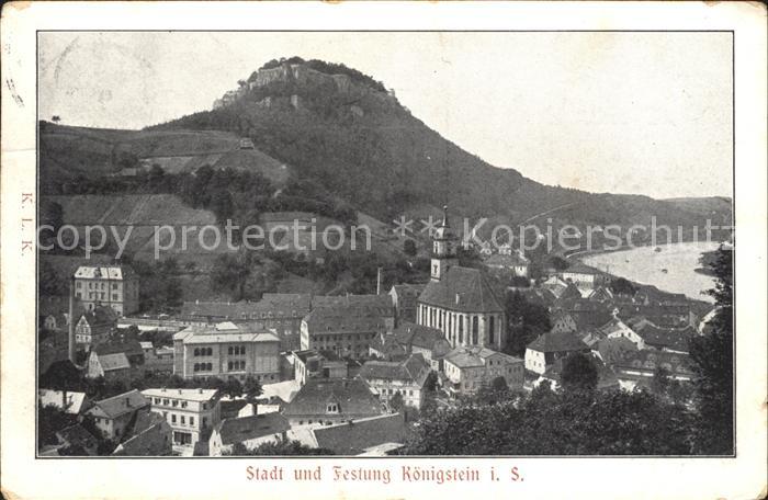 Koenigstein Saechsische Schweiz Stadt und Festung