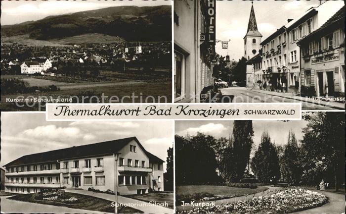 Bad Krozingen Ortsblick mit Schauinsland Hauptstr Sanatorium Siloah Kurpark
