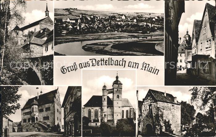 Dettelbach Schloss Panrama Strassenpartie Kirche
