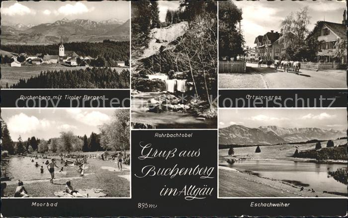 Buchenberg Allgaeu mit Tiroler Bergen Moorbad Rohrbachtobel Ortsinneres Eschachw