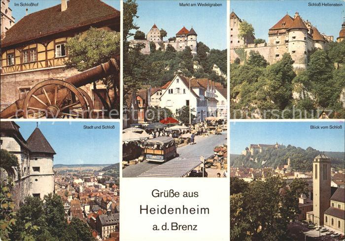 Heidenheim Brenz Schlosshof Kanone Markt Wedelgraben Schloss Hellenstein Blick v