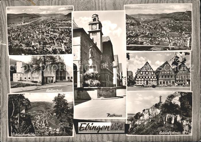 Ebingen Totalansicht Hallenbad Schleicherhuette Rathaus Fachwerkhaeuser Schlossf