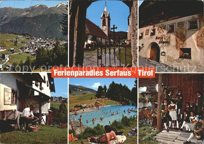 Serfaus Tirol Total Kirche Hotel Schwimmbad Trachten
