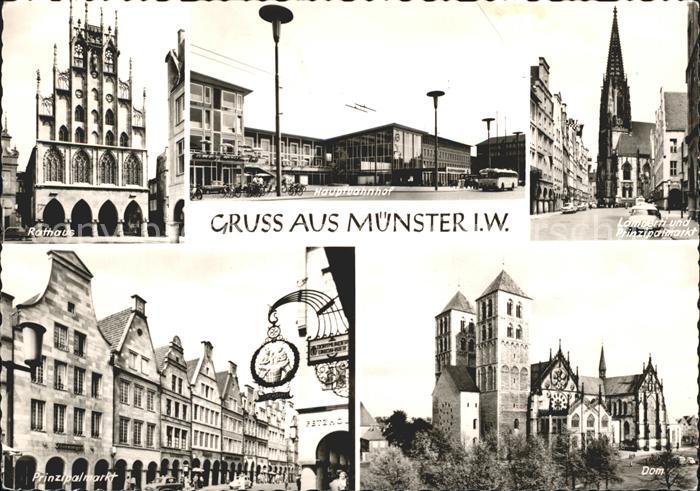 Muenster Westfalen Rathaus Hauptbahnhof Lambertikirche Prinzipalmarkt Dom
