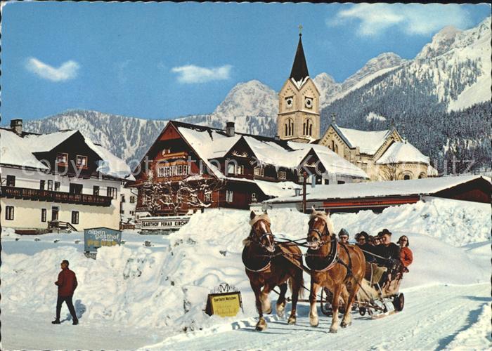 Ramsau Dachstein Steiermark Dorfpartie Kirche Pferdeschlitten