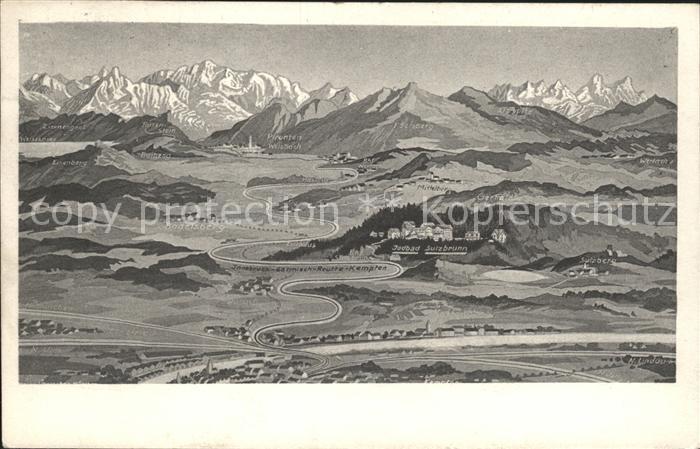Sulzbrunn Allgaeu Jodbad mit Alpenpanorama