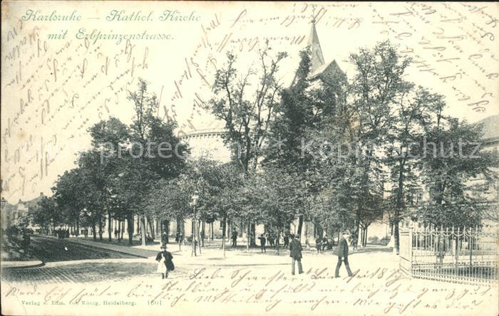 Karlsruhe Kath Kirche mit Erbprinzenstrasse