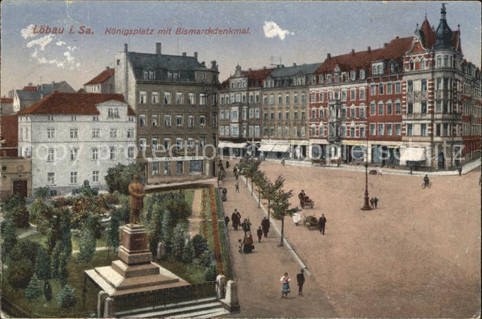 Loebau Sachsen Koenigsplatz mit Bismarckdenkmal