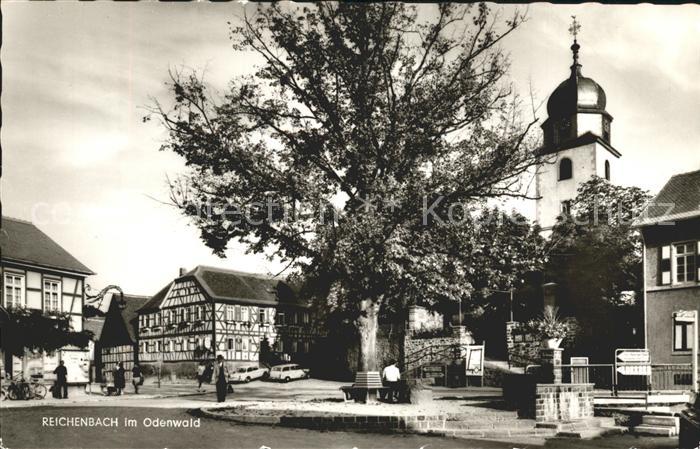 Reichenbach Odenwald Dorfpartie Kirche Fachwerkhaeuser