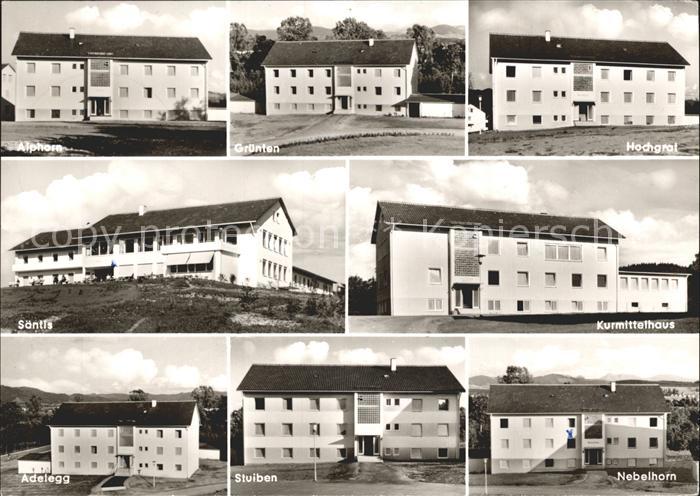 Neutrauchburg Kuranstalt Alpenblick mit Haeusern Alphorn Gruenten Hochgrat Saent