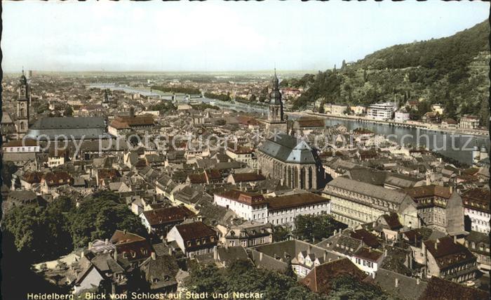 Heidelberg Neckar Blick vom Schloss auf Stadt und Neckar